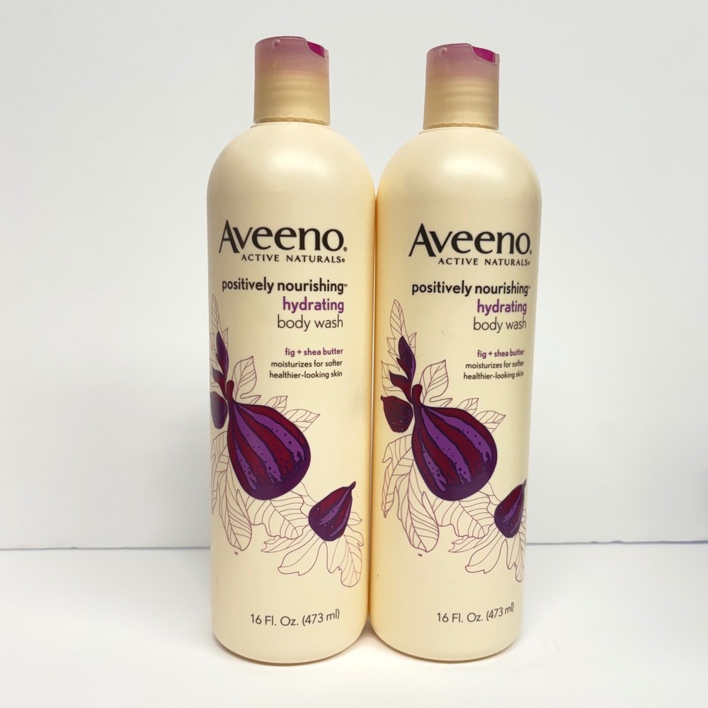 2x Aveeno FIG Shea Butter Positively Nourishing Aveeno Body Wash, 16 oz